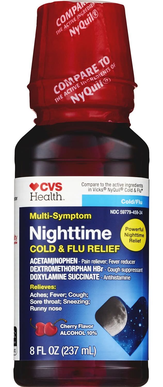 Cvs Multi-Symptom Nighttime Cold & Flu Relief, Cherry, 8 Oz