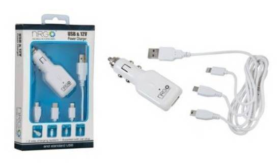 NRG USB & 12V Power Charger (3 Way Charging System)