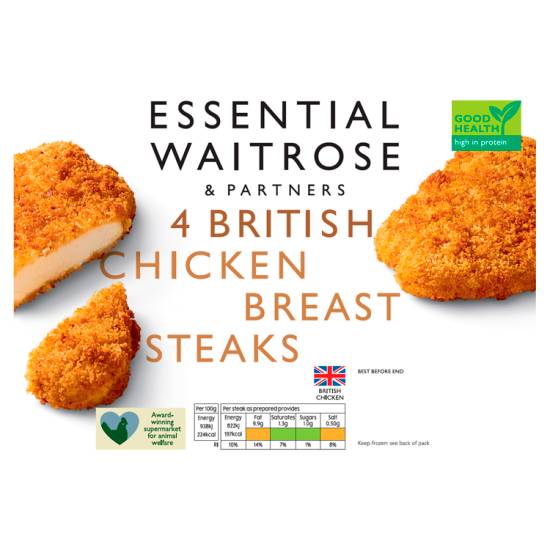 Essential Frozen British Chicken Breast Steaks (4ct)