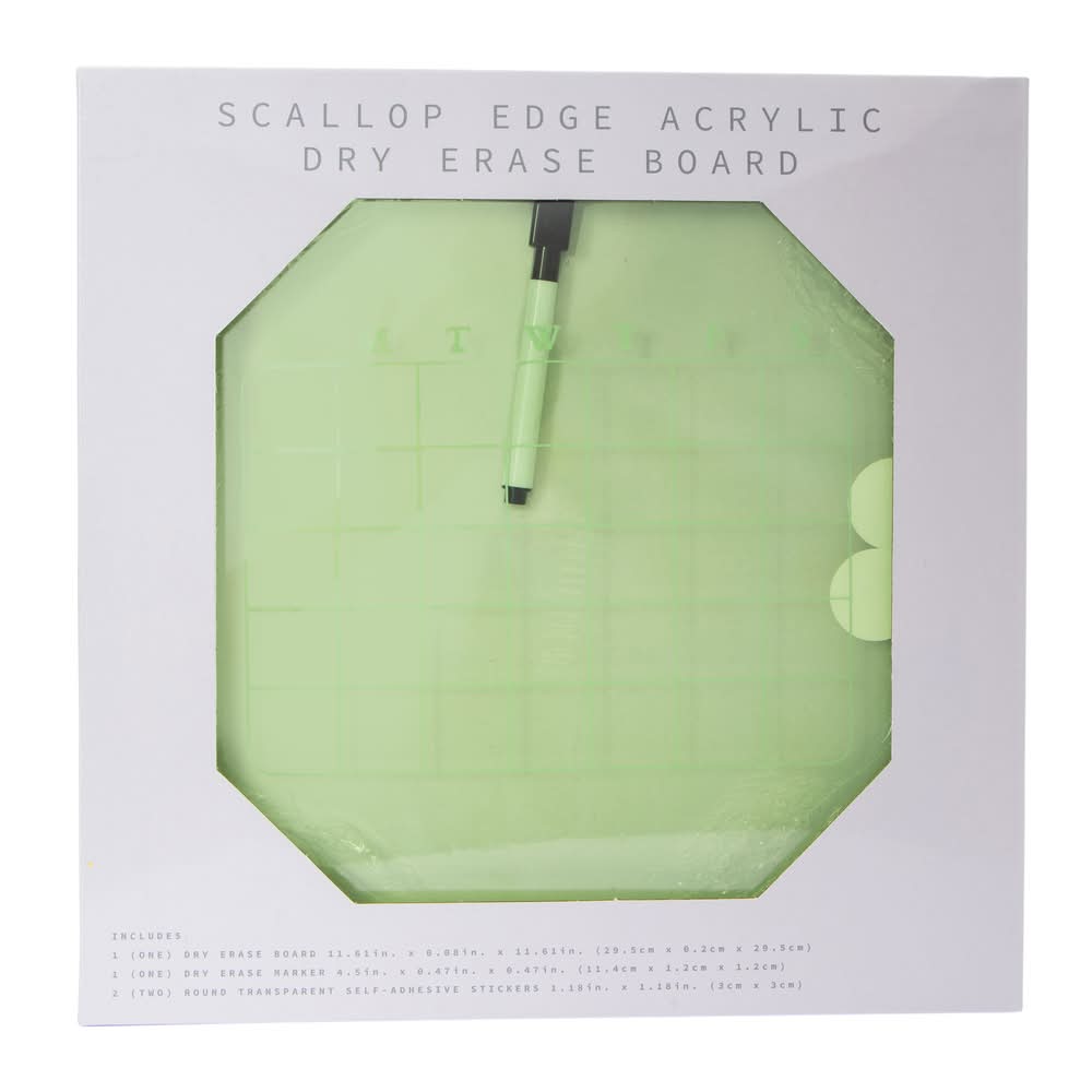 Scallop Edge Acrylic Dry Erase Board 11.61in Green