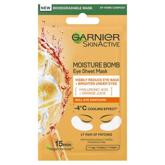 Garnier Moisture Bomb Hyaluronic Acid and Orange Juice Hydrating Brightening Eye Sheet Mask
