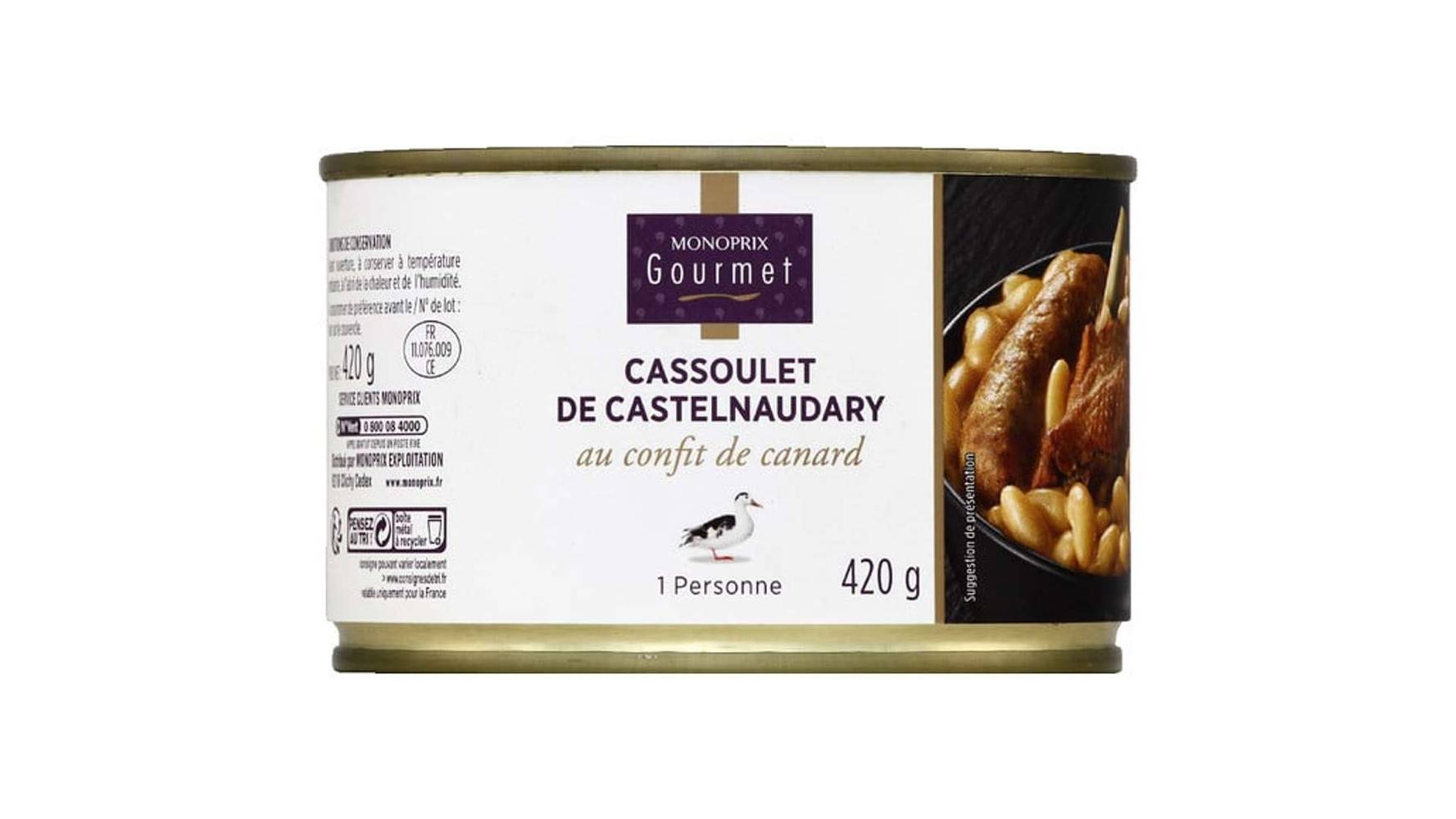 Monoprix Gourmet Cassoulet de Castelnaudary au confit de canard La boîte de 420 g