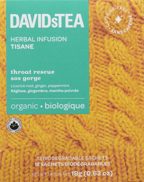 Davids Tea Throat Rescue 12 Pk