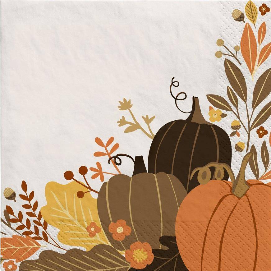 Golden Autumn Paper Dinner Napkins, 8in, 16ct