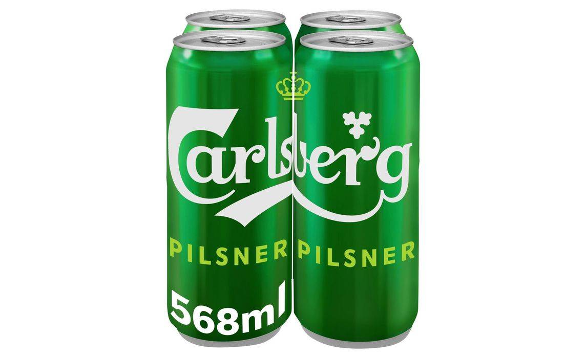 SAVE £1.50: Carlsberg Danish Pilsner Lager Beer Can 4 x 568ml (406236)