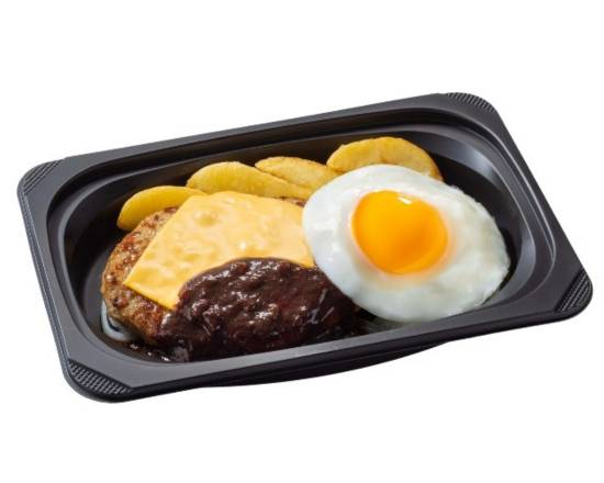 (おかず)ハンバーグ＆チェダーチーズ＆目玉焼き