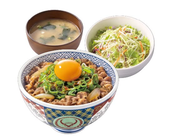 ねぎ玉牛丼サラダセット