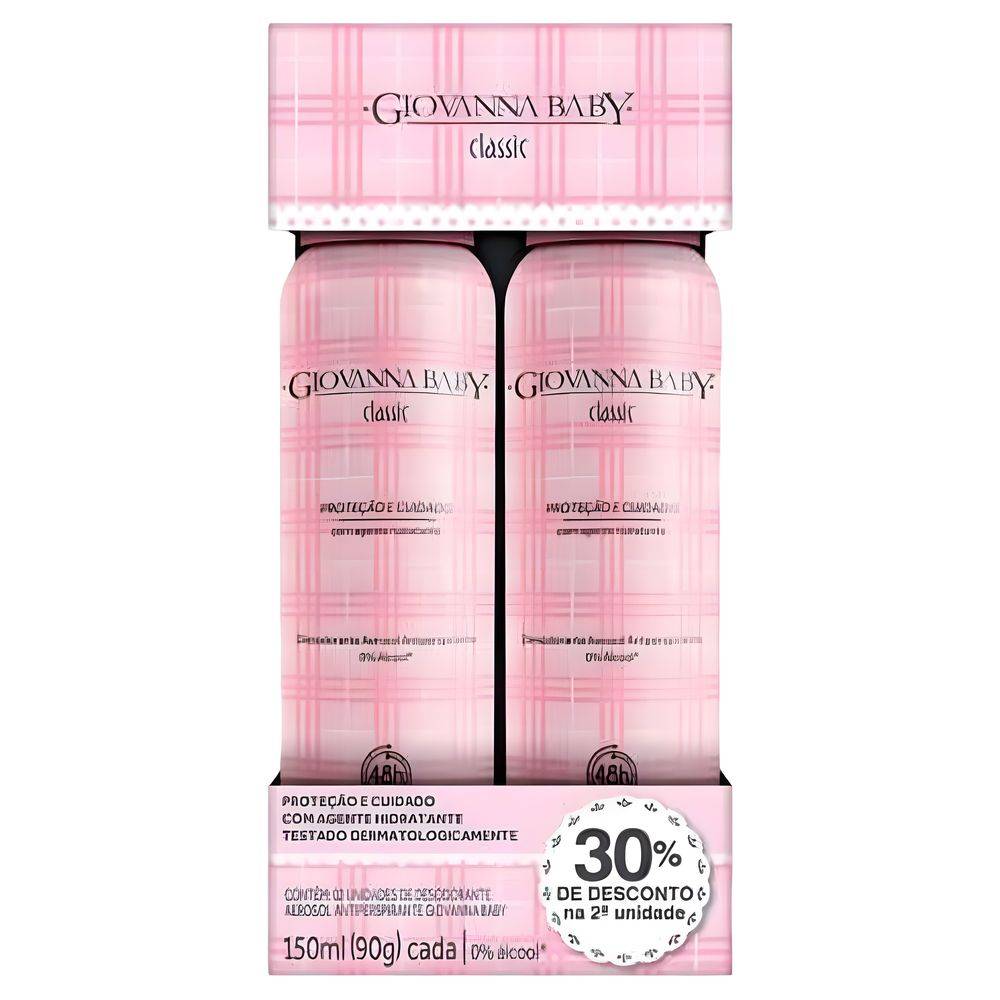 Giovanna baby kit desodorante aerosol proteção e cuidado classic (2x150ml)