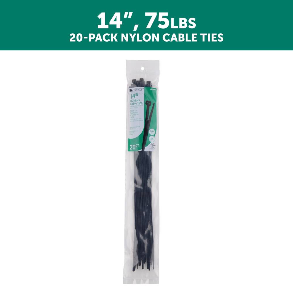 Utilitech 14-in Nylon Zip Ties Black with Uv Protection (20-Pack) | SGY-CT26