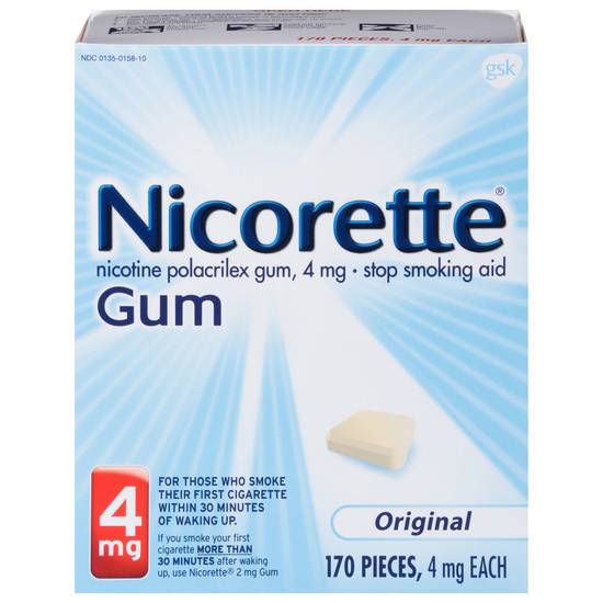 Nicorette Nicotine Gum To Stop Smoking Original Flavor