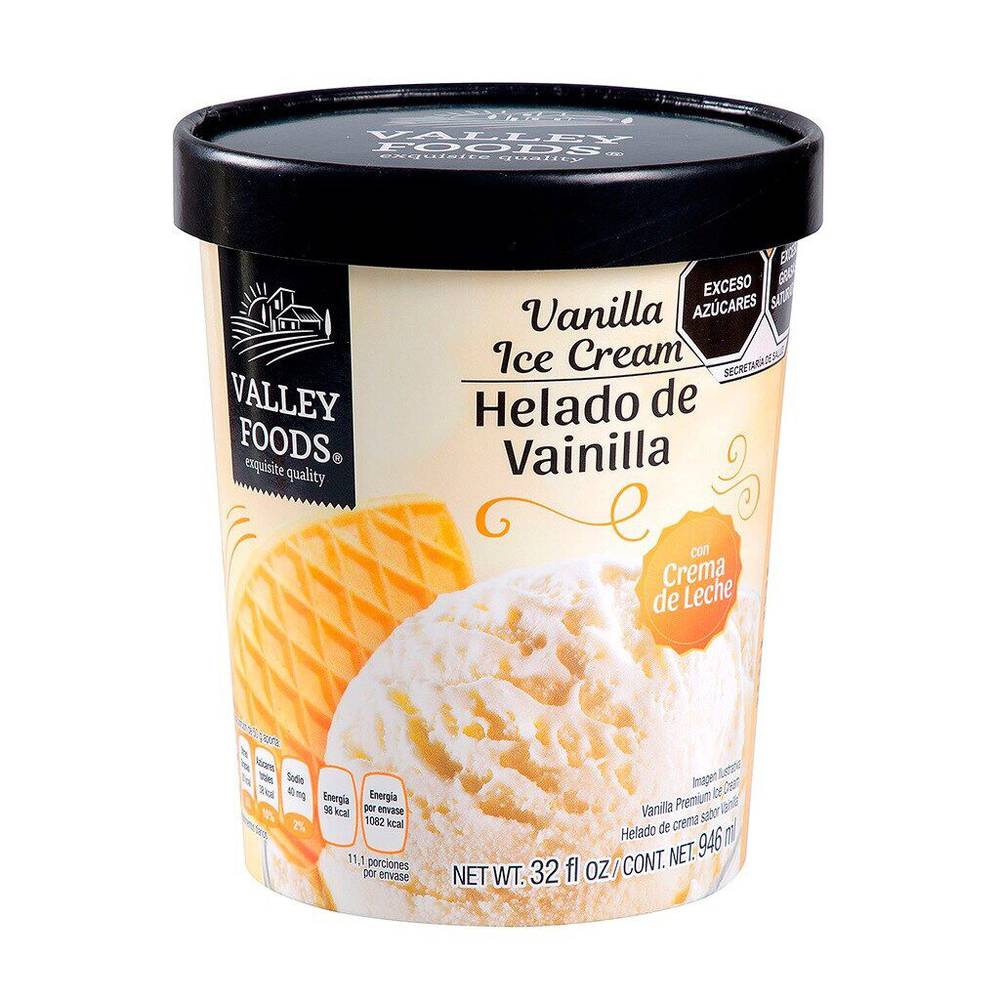 Valley foods helado de vainilla (940 ml)