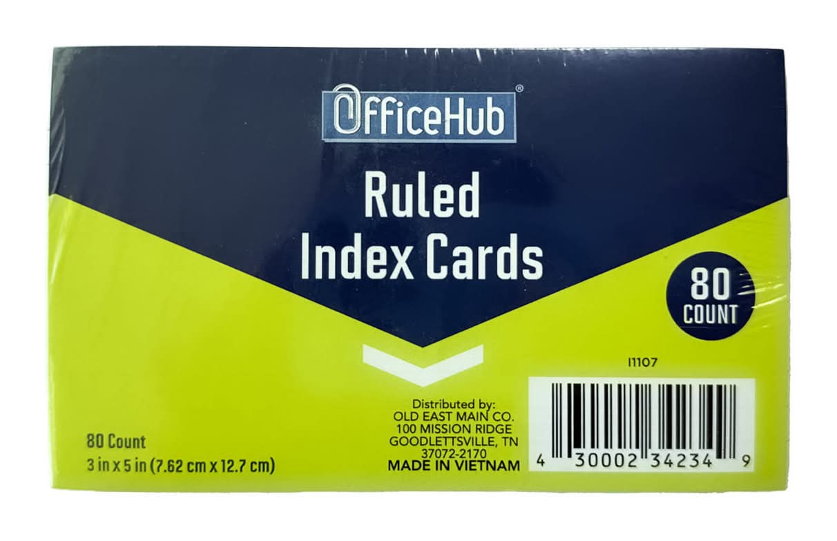 OfficeHub Ruled Index Cards, 3x5 in, White (80 ct)