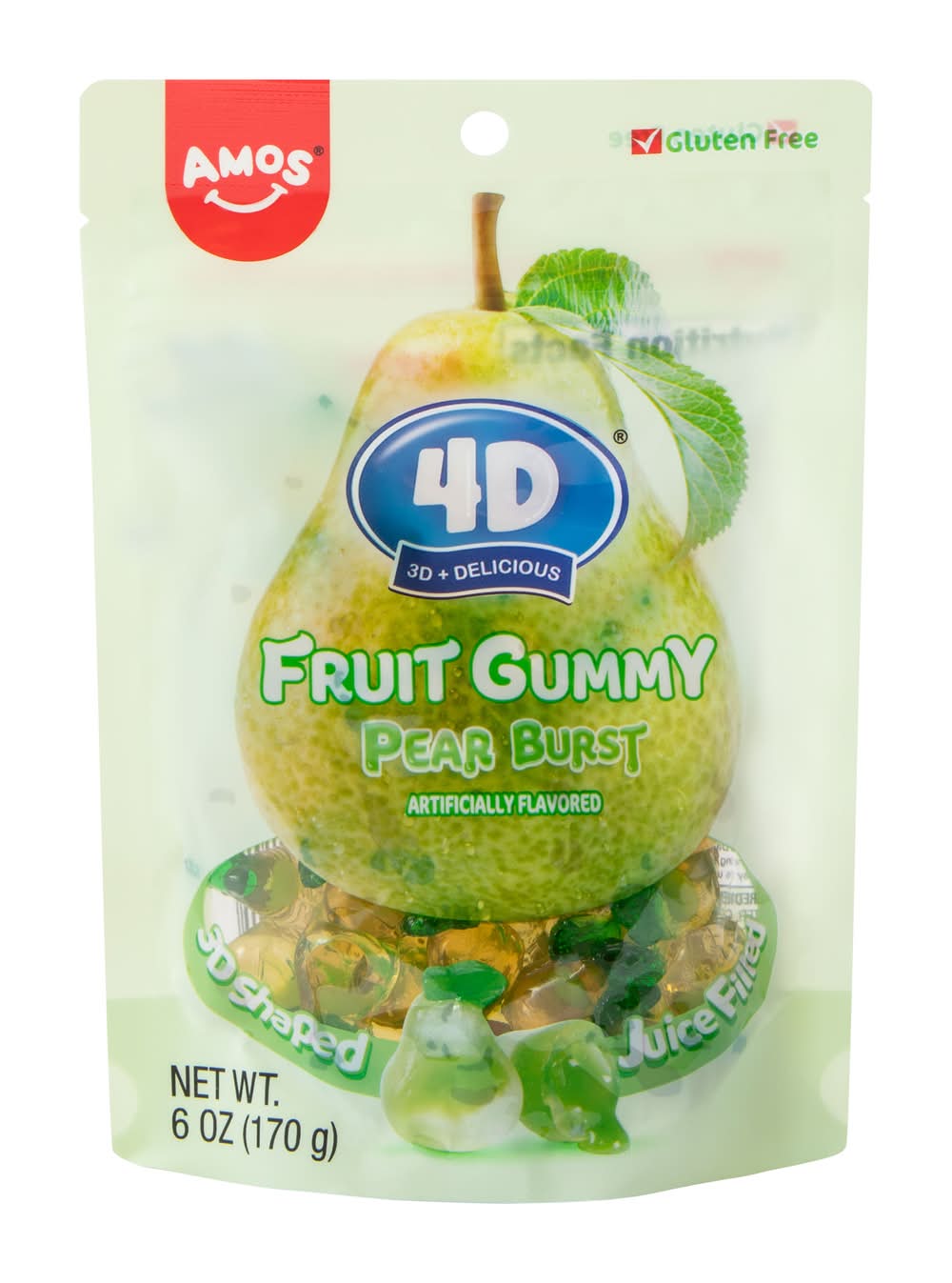 Amos® 4D® Pear Burst Fruit Gummy 6oz Pear Burst