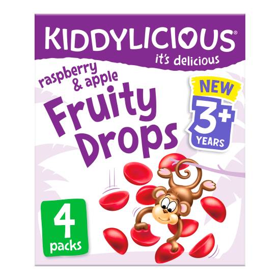 Kiddylicious Fruity Drops, Raspberry & Apple, Kids Snack, 3+ Years, Multipack (64g)