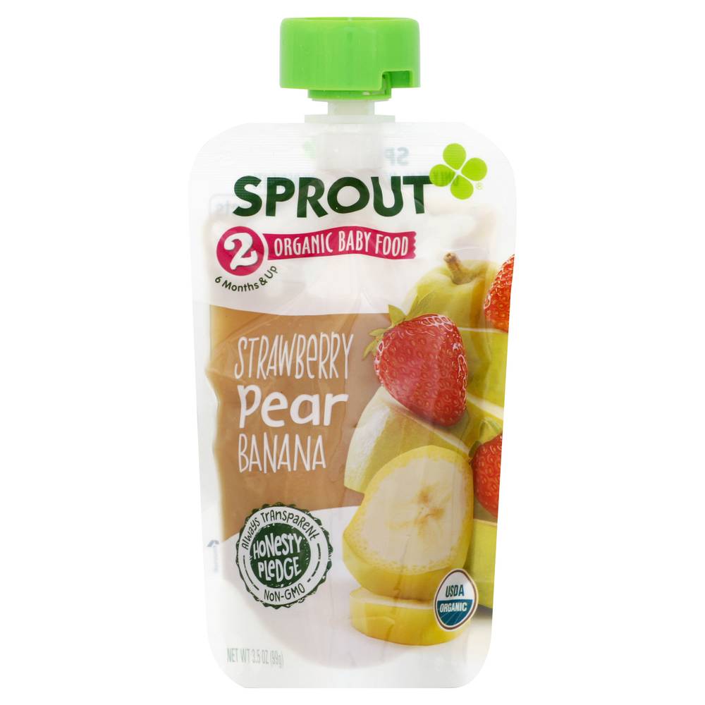 Sprout Organics 2 Organic Gluten Free Strawberry Pear Banana Baby Food (3.5 oz)