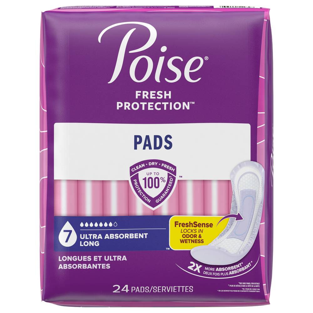 Poise Incontinence Pads & Postpartum Incontinence Pads 7 Drop Ultra Absorbency, L