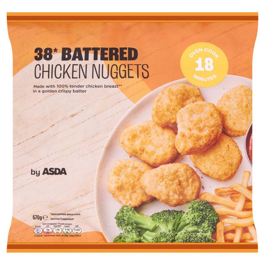 ASDA 38 Battered Frozen Chicken Nuggets 670g