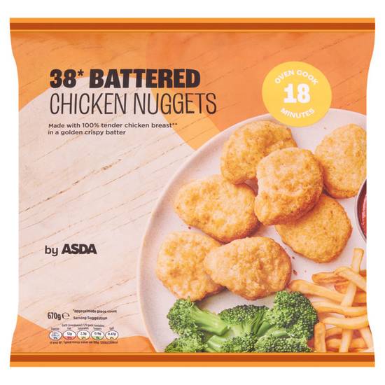 ASDA 38 Battered Frozen Chicken Nuggets 670g