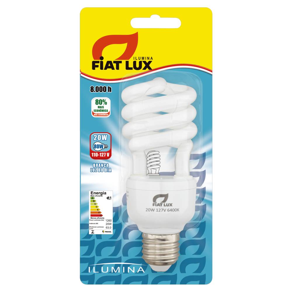 Fiat lux lâmpada espiral ilumina 20w 127v (branca)