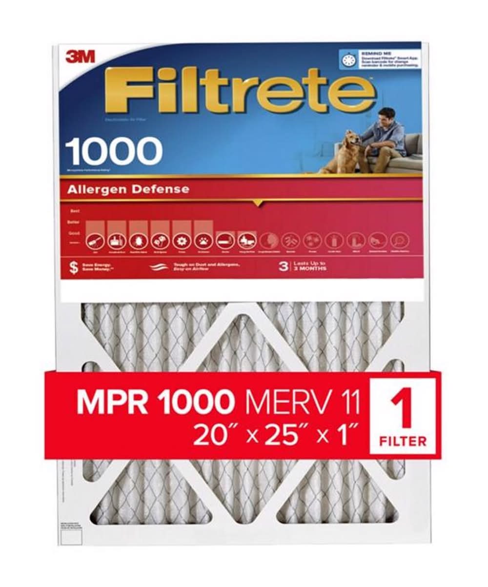 Filtrete Allergen Defense 20 In. W X 25 In. H X 1 In. 1000 Mpr Pleated Air Filter 1 Pk