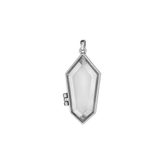 Bead Landing Coffin Locket Charm, 0.88 x 2.17 In, Rhodium