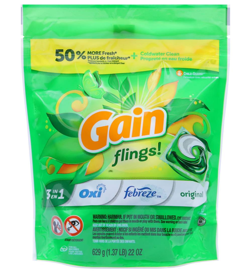 Gain Flings Laundry Detergent Soap Pacs (23 oz)