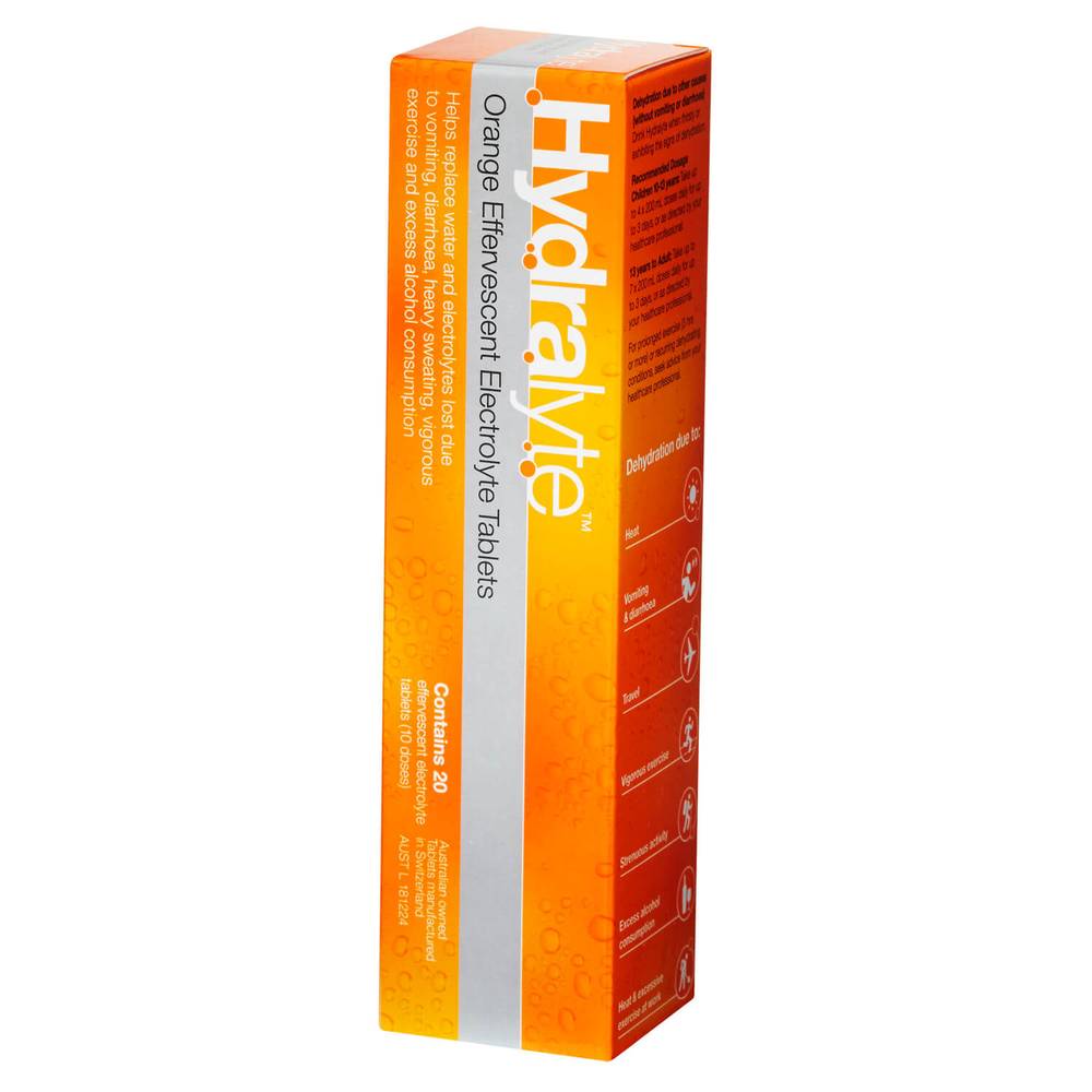 Hydralyte Orange Effervescent Tablets 20s