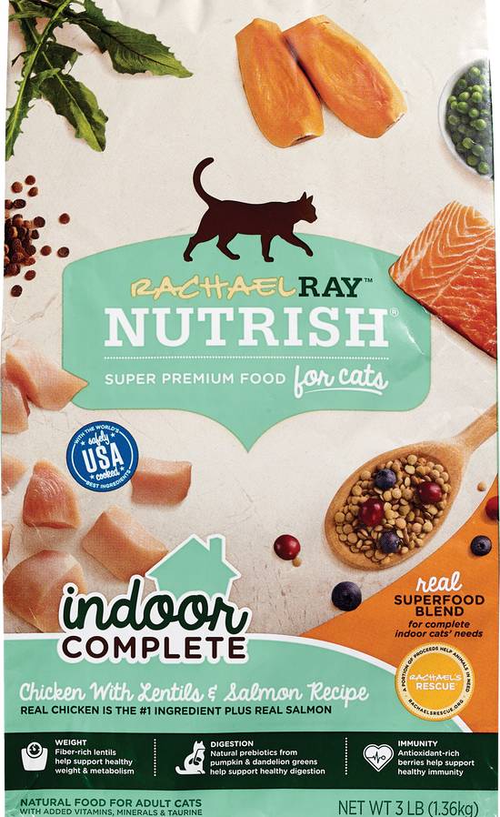 Rachael Ray Nutrish Super Premium Natural Foods For Adult Cats Indoor Complete, 48 oz