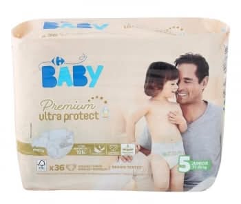 Pañales premium ultra protect Carrefour Baby T5 (11kg.-25kg) 36 ud.
