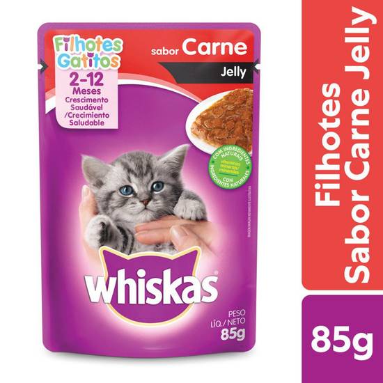 Whiskas ração úmida jelly sabor carne para gatos filhotes (85 g)