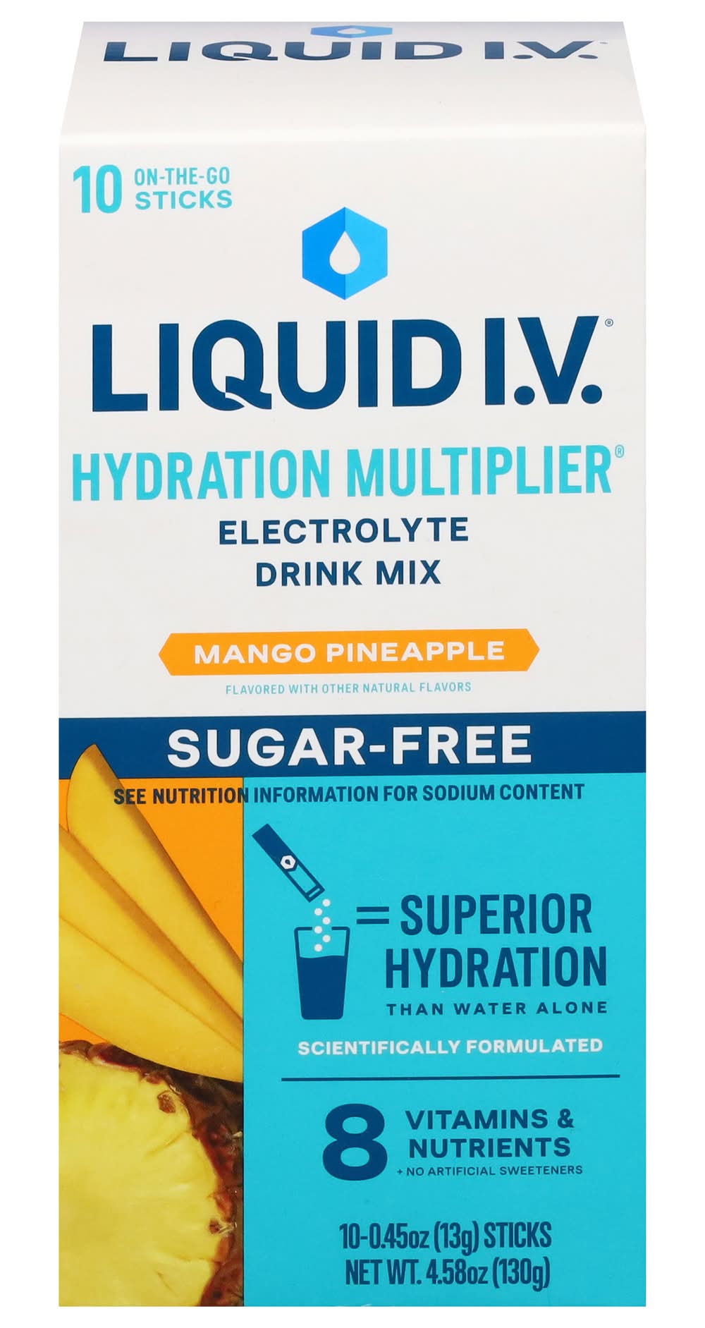 Liquid I.V. Sugar Free Hydration Electrolyte Powder Drink Mix, Mango-Pineapple (10 x 0.45 oz)
