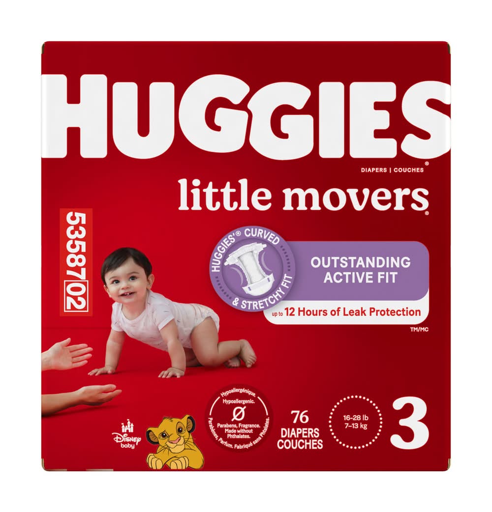 Huggies Little Movers Baby Diapers, 3 (76 ct)