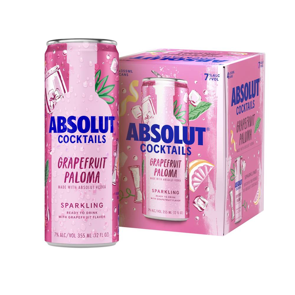 Absolut Grapefruit Paloma Vodka (4 x 12 fl oz)