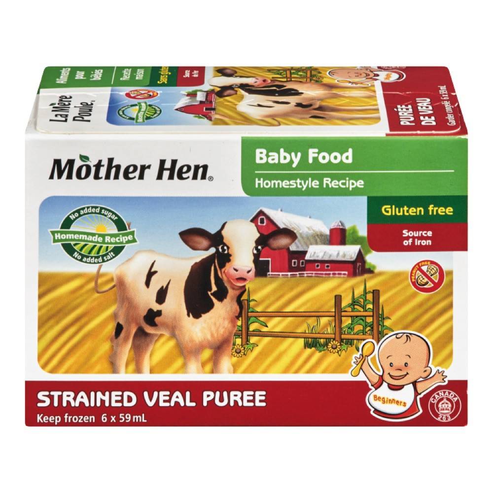 Mother Hen Strained Veal Puree Organic Baby Food (6 x 59 g)