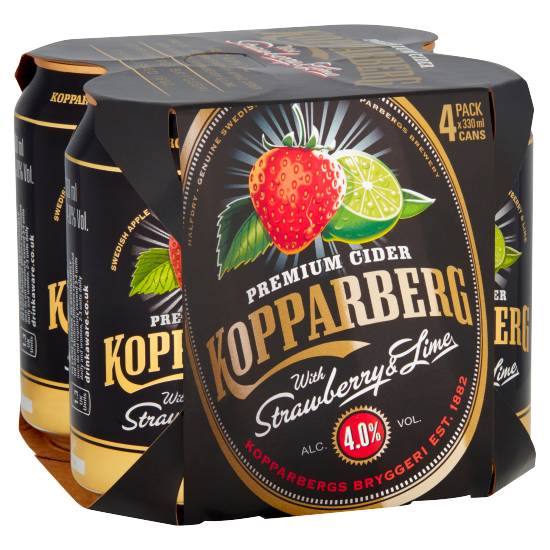 Kopparberg Premium Cider With Strawberry & Lime Cans 4 X 330ml