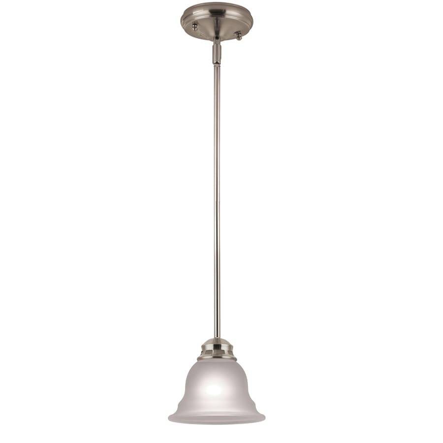 Project Source Fallsbrook Brushed Nickel Traditional Etched Glass Bell Led, Mini Hanging Pendant Light | ROC91216-18