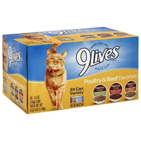 9Lives Poultry & Beef Cat Food Variety pack (24 x 5.5 oz)