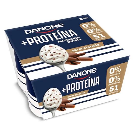 Yogur desnatado de proteínas sabor stracciatella Danone pack 4 x 100 g