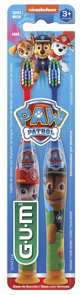 GUM · Cepillo dental suave de paw patrol, 3+ Años (2 un)