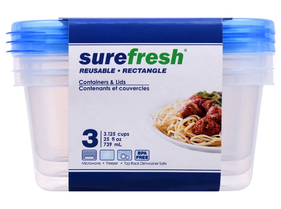 Surefresh Rectangular Storage Containers & Lids 25 fl oz (3 ct)