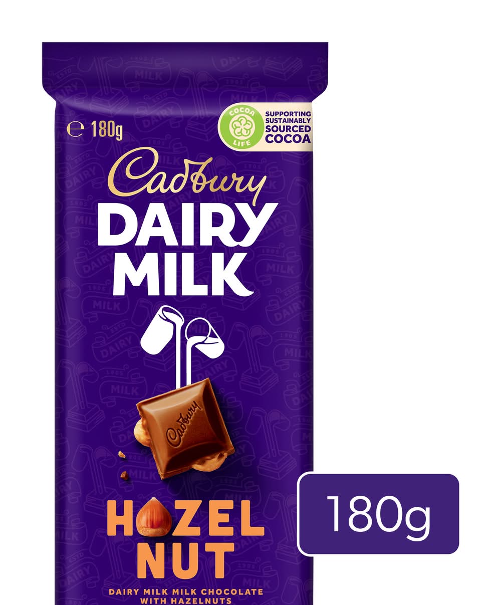 Cadbury Dairy Milk Hazelnut Chocolate, Hazelnut (180g)