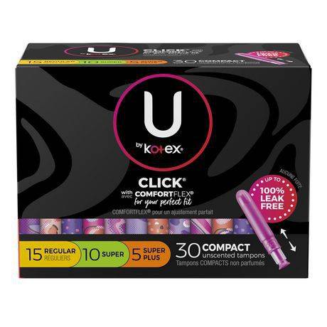 U by kotex emballage multiple de tampons compacts click (30unités) - click compact multipack tampons unscented (30 units)