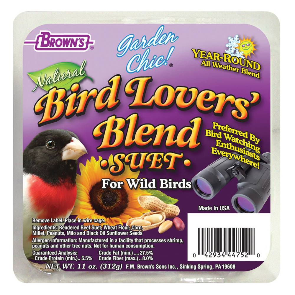 Brown's Garden Chic! Cardinal-Songbird Seed Cake Bird Food