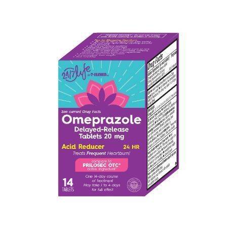 7-Eleven 24/7 Life Omeprazole Delayed-Release Acid Reducer 20 mg Tablets