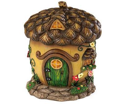 Hearthsong Acorn Fairy Village House Figure, 9.0", Brown