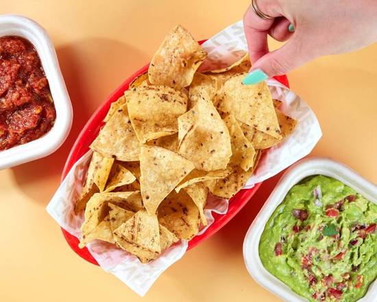 Tortilla Chips with Guac and Salsa