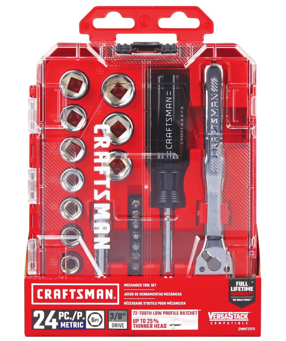 Craftsman 3/8 In. Drive Metric 6 Point Nano Mechanic'S Tool Set 24 Pc