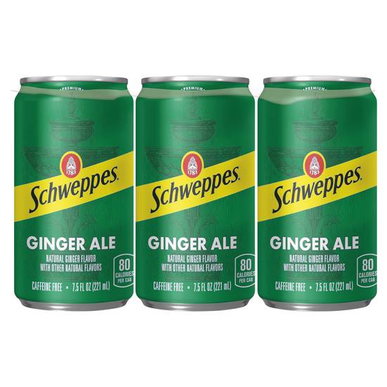 Schweppes Ginger Ale Soda (6 ct, 7.5 fl oz)