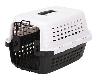 24" Black & White Compass Plastic Pet Crate