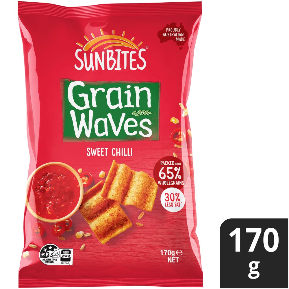 Sunbites Grain Waves Wholegrain Chips, Sweet Chilli (170g)